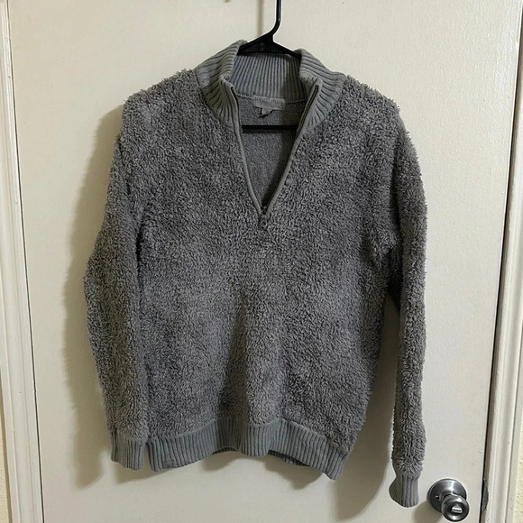 EUC Barefoot Dreams Sherpa Fuzzy Cozy Chic Quarter Zip Sweater - Picture 1 of 3